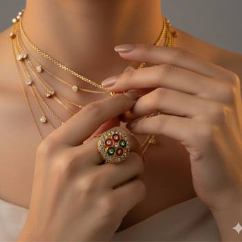 Multi stone stud brass ring 4