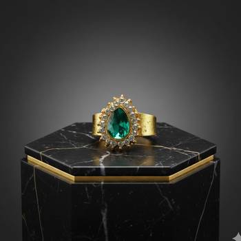 Multi stone stud brass ring 2