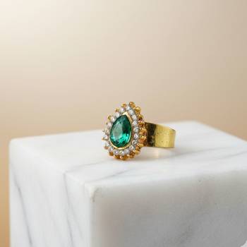 Multi stone stud brass ring 3