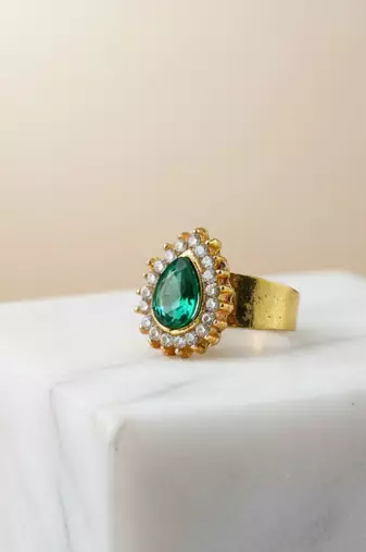 Multi stone stud brass ring