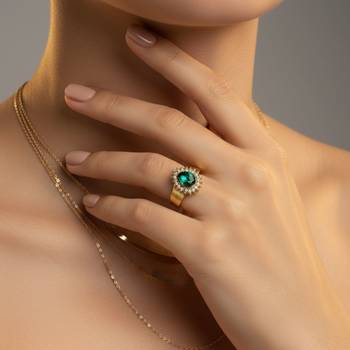 Multi stone stud brass ring 4