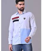 Pier seven men's cotton placement printed regular fit shirt - white (cwy040)