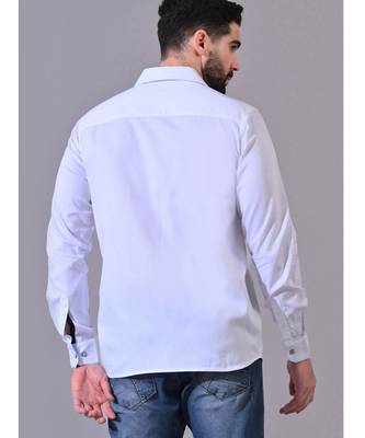Pier seven men's cotton placement printed regular fit shirt - white (cwy040) 3