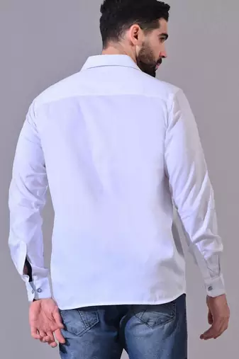 Pier seven men's cotton placement printed regular fit shirt - white (cwy040)