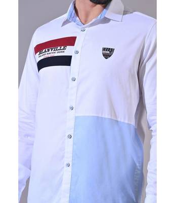 Pier seven men's cotton placement printed regular fit shirt - white (cwy040) 4