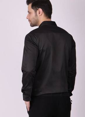 Pier seven men's cotton blended mix n match embroided slim fit shirt - black (pwy019) 3