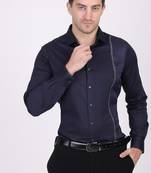 Pier seven men's cotton blended mix n match embroided slim fit shirt - navy blue (pwy019)