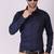 Pier seven men's cotton satin bead work slim fit shirt - navy blue (pwy003)