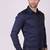 Pier seven men's cotton satin bead work slim fit shirt - navy blue (pwy003)