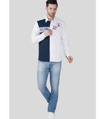 Pier seven luxe cotton embroided regular fit shirt for men - white (jwm024)