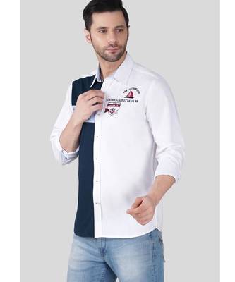 Pier seven luxe cotton embroided regular fit shirt for men - white (jwm024) 2