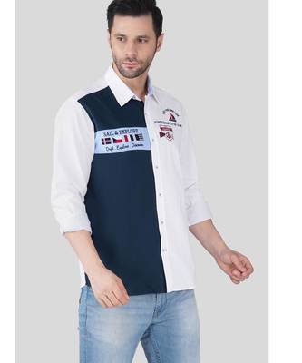 Pier seven luxe cotton embroided regular fit shirt for men - white (jwm024) 3