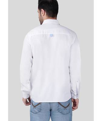 Pier seven luxe cotton embroided regular fit shirt for men - white (jwm024) 4