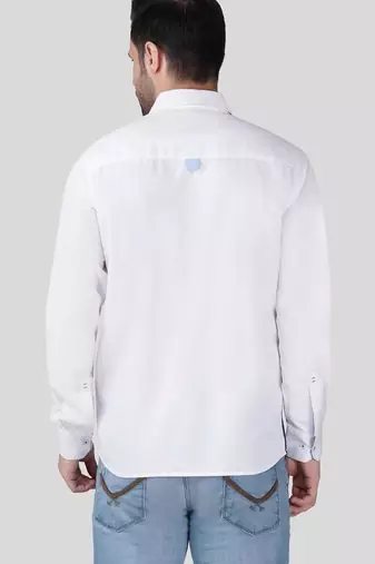Pier seven luxe cotton embroided regular fit shirt for men - white (jwm024)