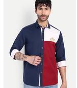 Pier seven luxe cotton printed regular fit shirt for men - blue (jwm034)