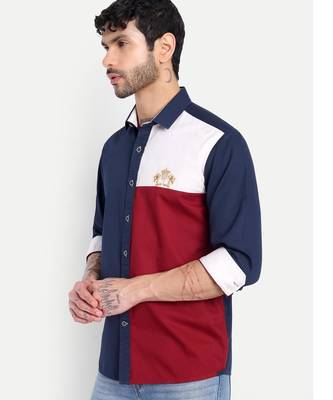 Pier seven luxe cotton printed regular fit shirt for men - blue (jwm034) 2