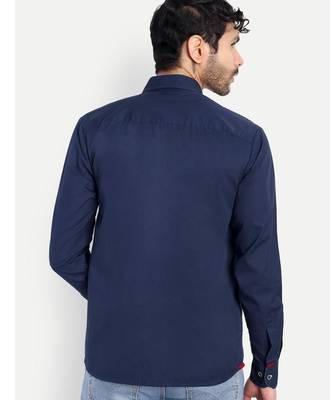Pier seven luxe cotton printed regular fit shirt for men - blue (jwm034) 3