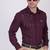 Pier seven signature cotton self design slim fit shirt for men - maroon (pwy055)