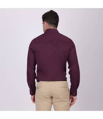Pier seven signature cotton self design slim fit shirt for men - maroon (pwy055) 4