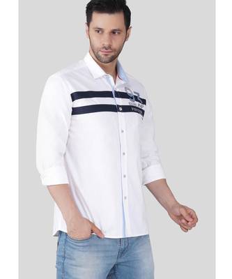 Pier seven luxe cotton striped men's regular fit shirt - white (jwm022) 3