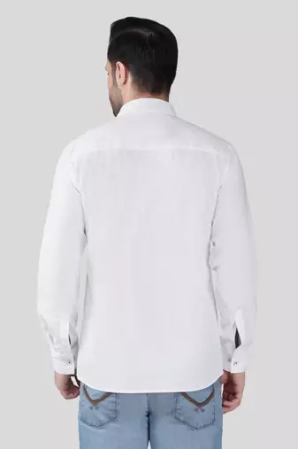 Pier seven luxe cotton striped men's regular fit shirt - white (jwm022)