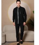 Pier seven urban cotton zipper men's regular fit shirt - black (cwy045)