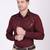 Pier seven embellished cotton blend men's slim fit full sleeve shirt - maroon (pwy073)