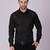 Pier seven embroidered cotton blend men's slim fit full sleeve shirt - black (pwy013)