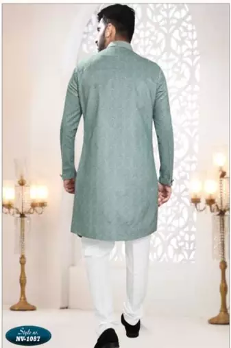 green silk embroidered sherwani and trouser