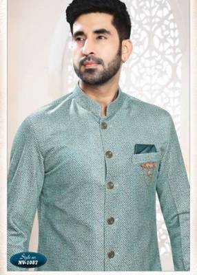 green silk blend embroidered sherwani and trouser 3