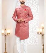 pink silk embroidered sherwani and trouser