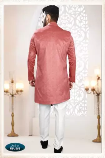 pink silk embroidered sherwani and trouser