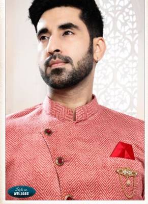 pink silk blend embroidered sherwani and trouser 3