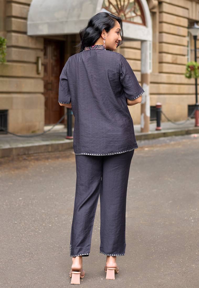 Embroidered Shirt With Trousers