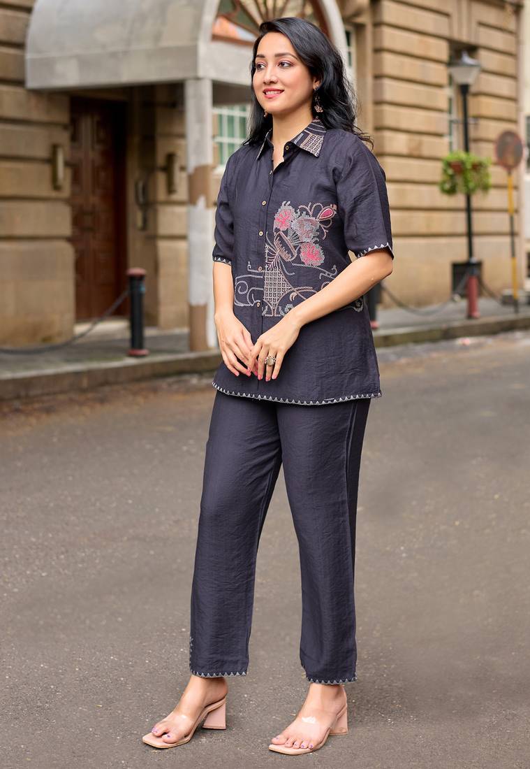 Embroidered Shirt With Trousers