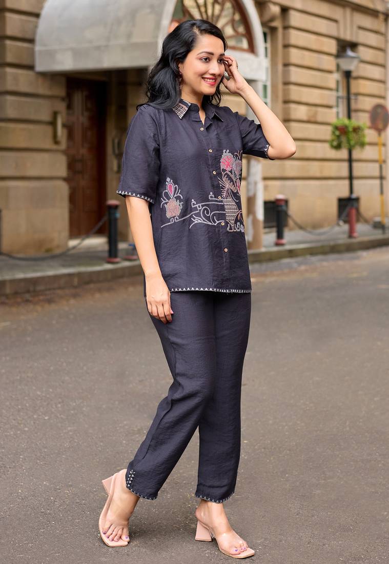 Embroidered Shirt With Trousers