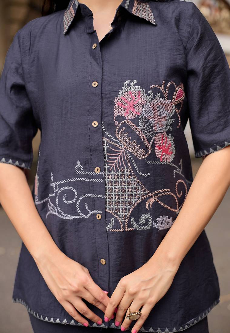 Embroidered Shirt With Trousers
