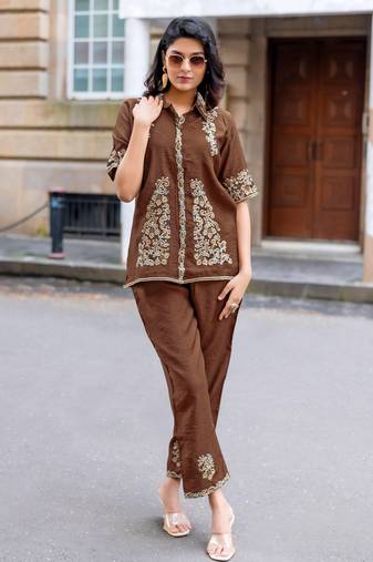 Embroidered Shirt With Trousers