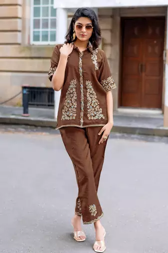 Embroidered Shirt With Trousers