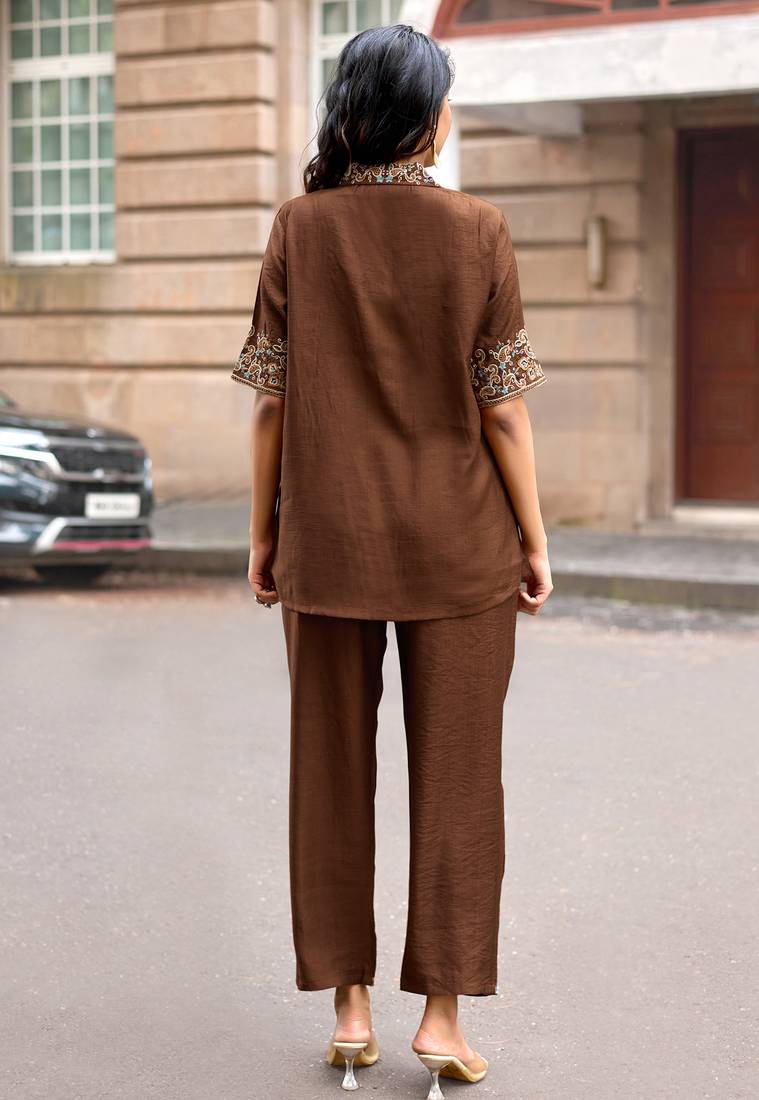 Embroidered Shirt With Trousers