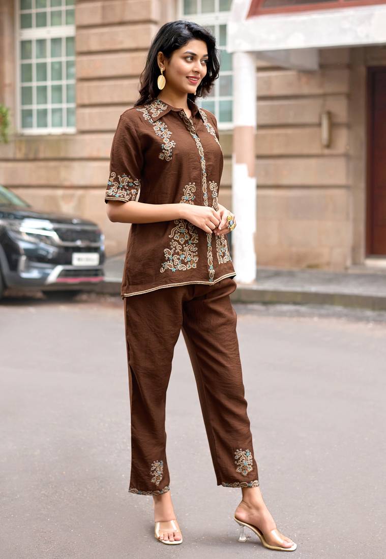 Embroidered Shirt With Trousers