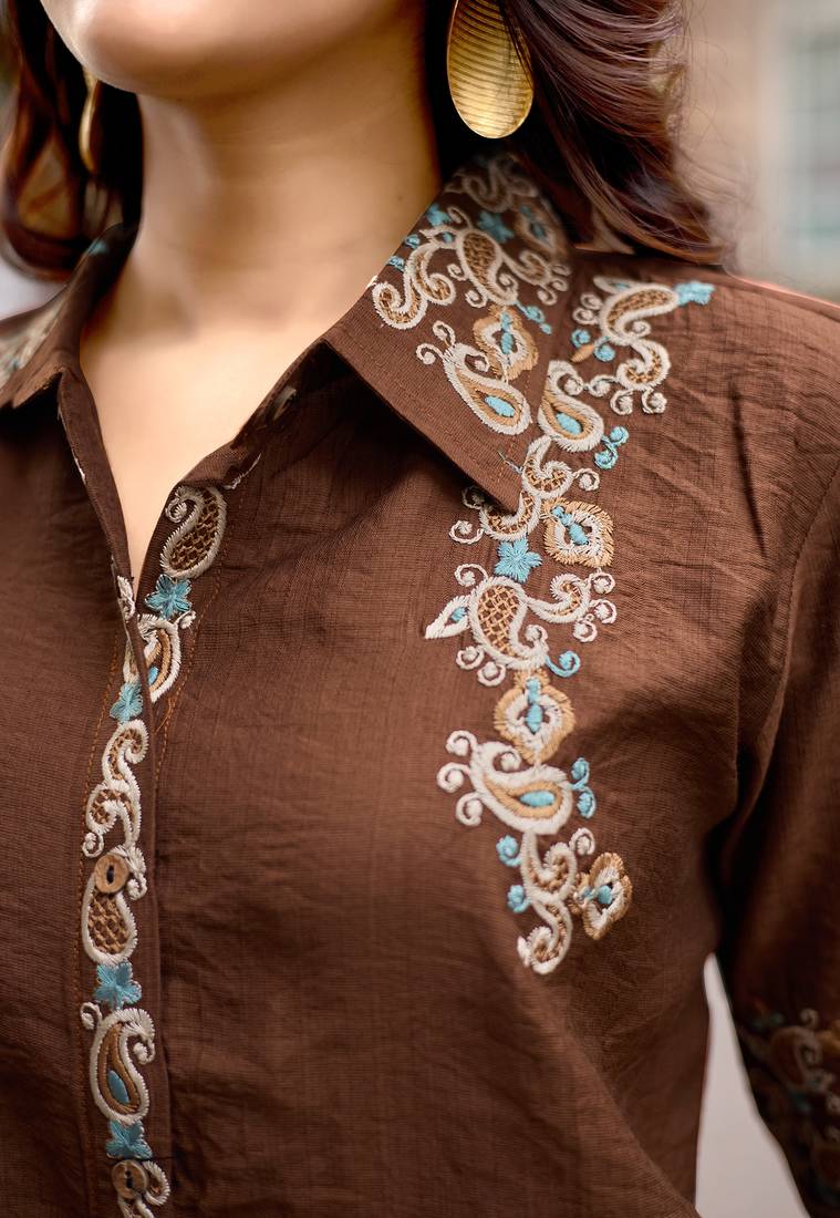 Embroidered Shirt With Trousers