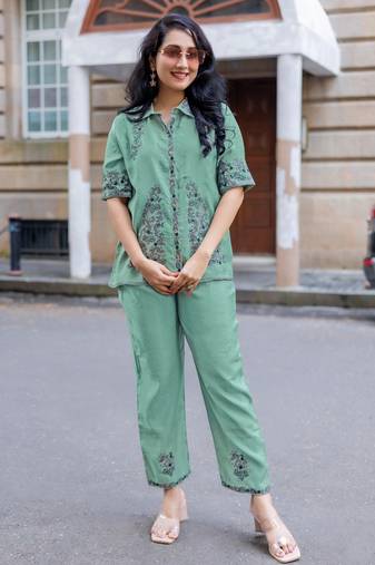Embroidered Shirt With Trousers