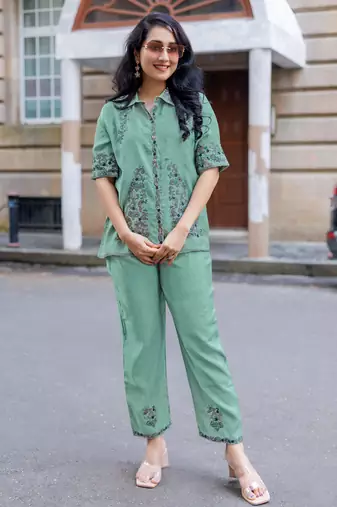 Embroidered Shirt With Trousers