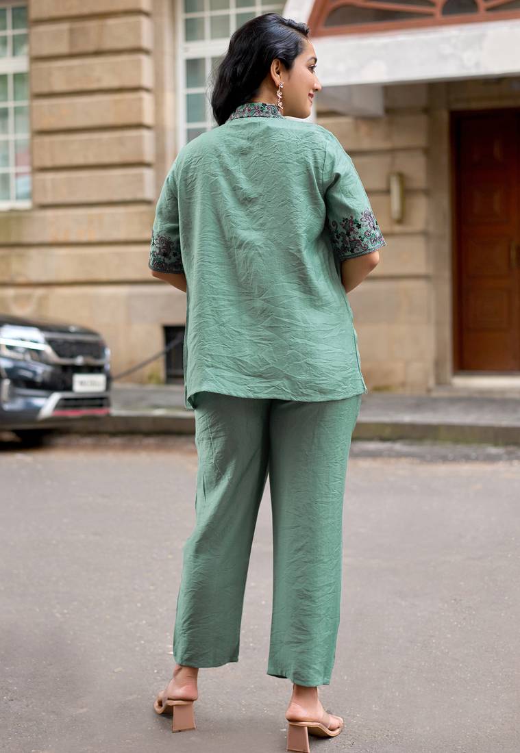 Embroidered Shirt With Trousers