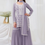 Lavender faux georgette with heavy embroidery cotton thread work unstitched suit