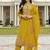 Yellow pv cotton with heavy embroidered viscose multi thread work unstitched suit
