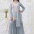Grey faux georgette with heavy embroidery cotton thread work unstitched suit