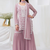 Pink faux georgette with heavy embroidery cotton thread work unstitched suit