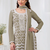 Olive faux georgette with heavy embroidery cotton thread work unstitched suit